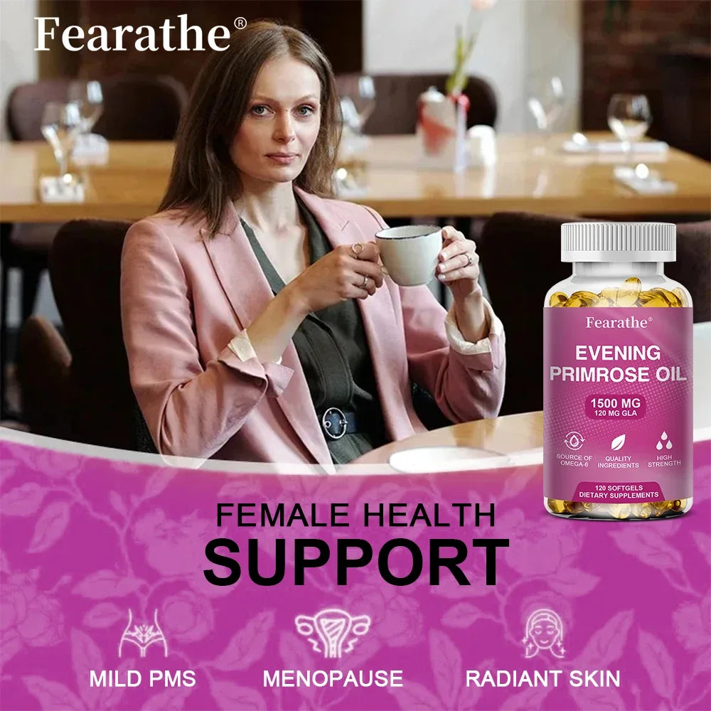 Evening Primrose Oil Capsules – GLA Omega-6 for Women Herbal Oil Supplement Qst