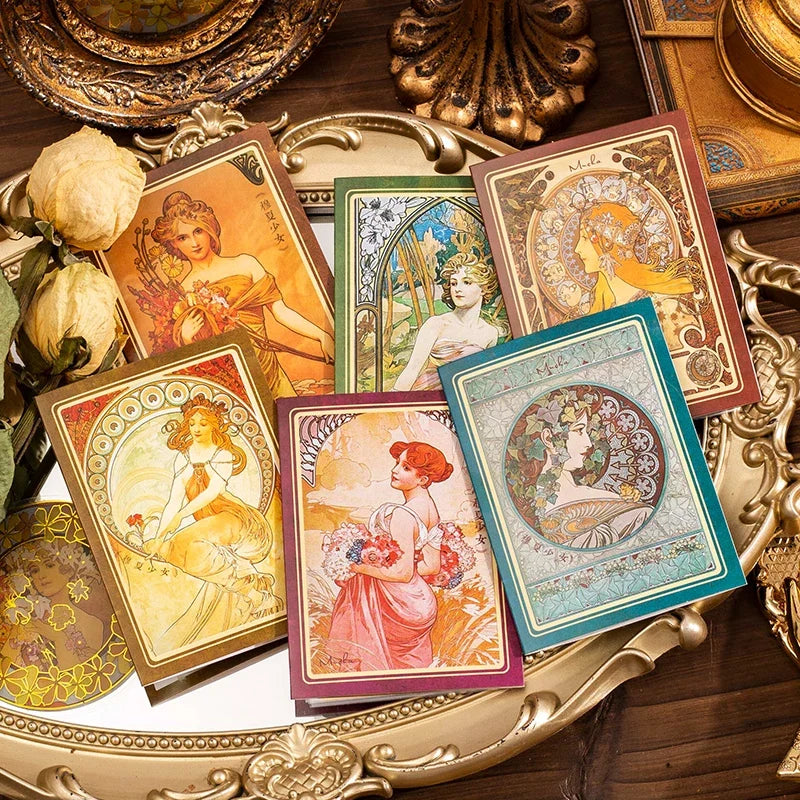 Mucha Theme Scrapbooking Stickers – DIY Decorative Labels Decorative Craft Stickers Qme