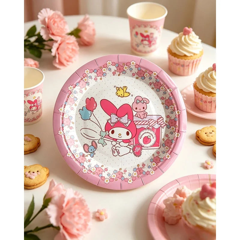 Hello Kitty & Kuromi Birthday Party Disposable Tableware Set Party Tableware Set Qme