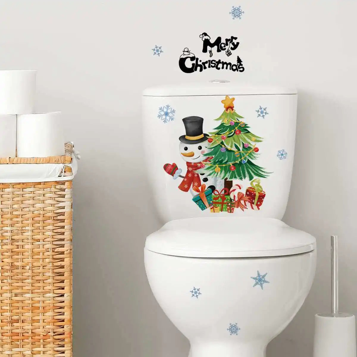 Christmas Snowman Snowflake Wall & Toilet Sticker Decals | Qme Decorative Wall Sticker Qme