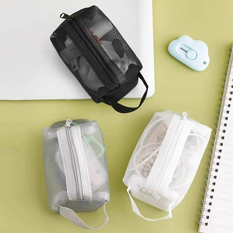 Mesh Cosmetic Bag Travel Toiletry Makeup Pouch Organizer Cosmetic Travel Pouch Qme