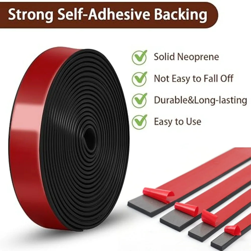 Self-Adhesive Rubber Flat Strip Glass Buffer & Vibration Dampener Rubber Sealing Strip Qme 5mmx15mmx5m