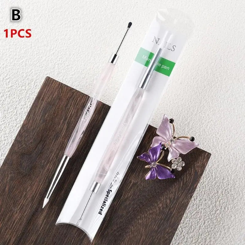 Double-Headed Nail Art Carving Pen – Silicone & Sandalwood Nail Art Carving Pen Qst B