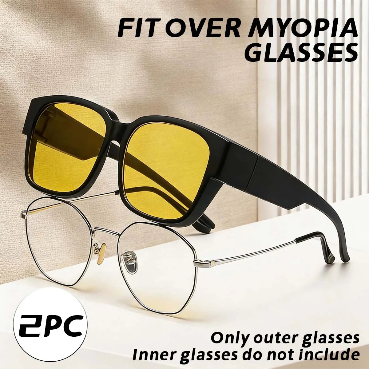 VOPHA 2-Pack Night Driving Glasses Anti-Glare UV400 T02 Driving Glasses Qst