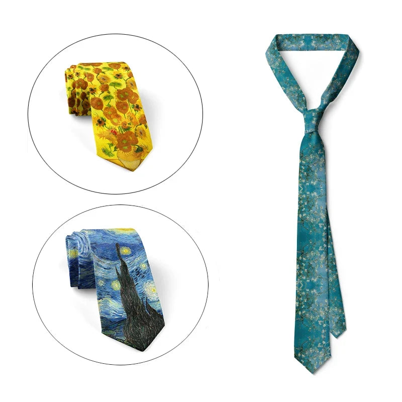 Men's 3D Oil Painting Novelty Necktie | Wedding & Party Tie Novelty Necktie Qme