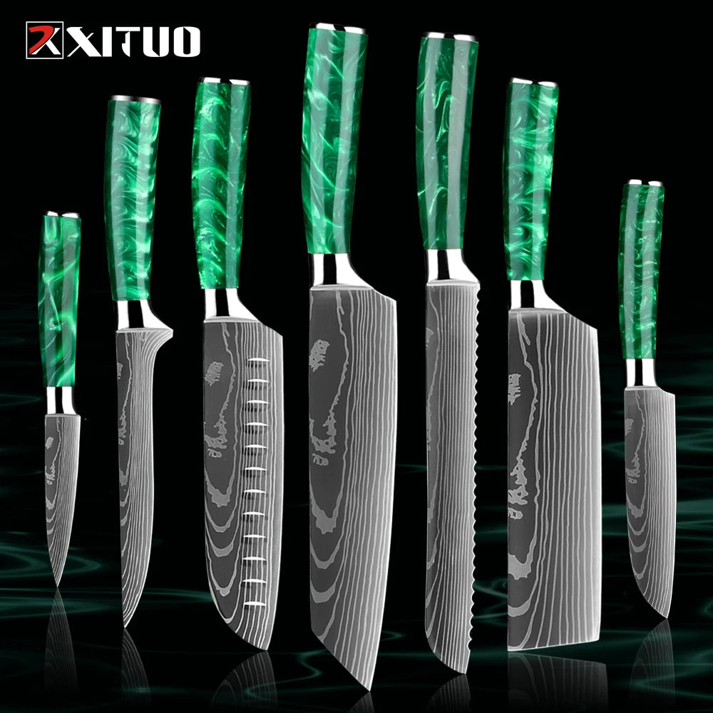 XITUO Chef Knife Set 1-8 Piece High Carbon Steel Kitchen Knives Kitchen Knife Set Qst 7PCS Knife