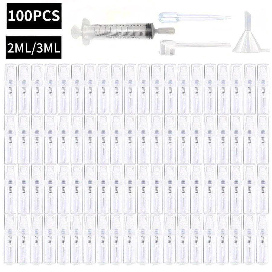 100 BPA-Free Clear Refillable Travel Spray Bottles 2ml 3ml Travel Spray Bottles Qme