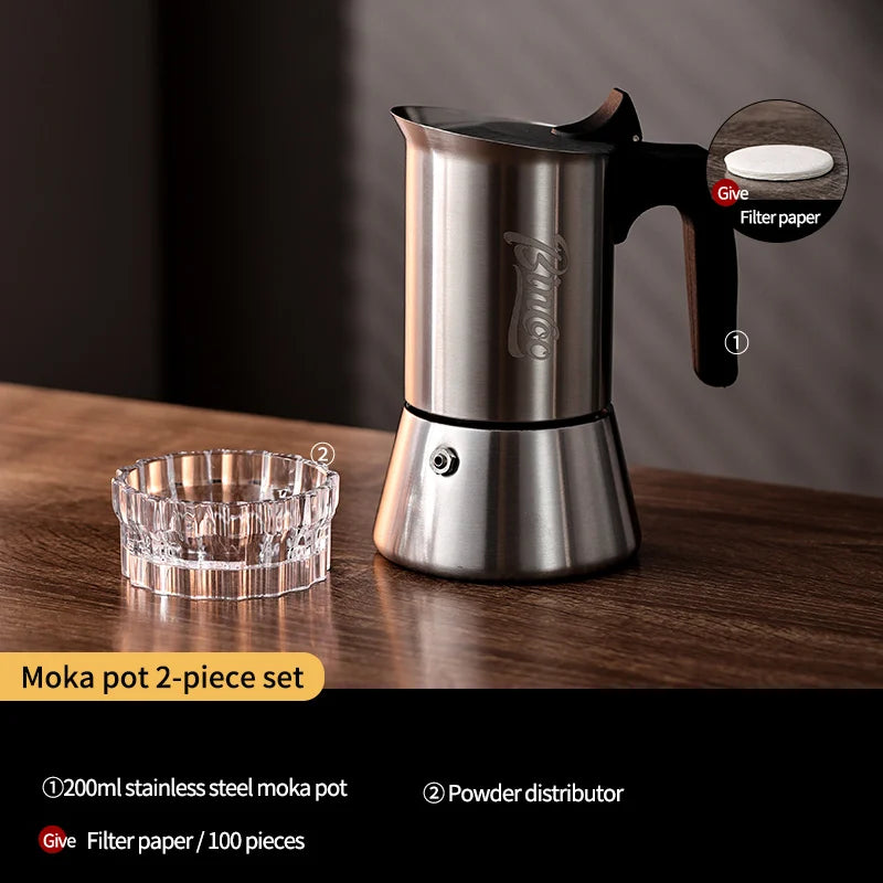 Bincoo Stainless Steel Moka Pot & Electric Ceramic Stove 600W Moka Pot & Stove Set Qst 2PCS-Mocha pot China Mainland