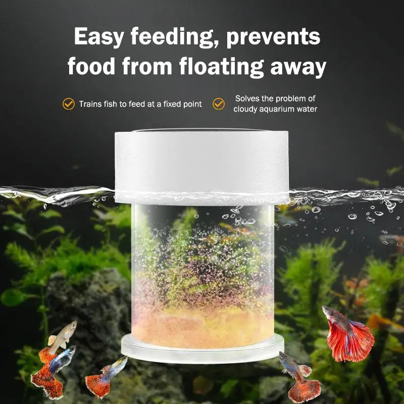 Transparent Acrylic Fish Tank Food Feeder Cup | Aquarium Accessory Aquarium Feeder Cup Qme