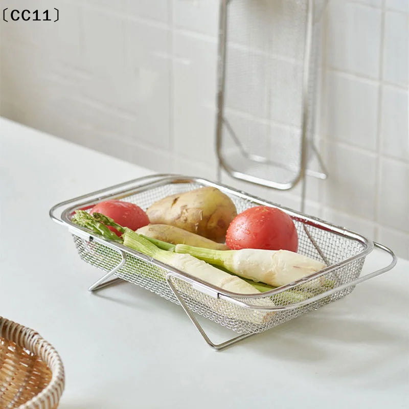Stainless Steel Telescopic Sink Draining Rack | Kitchen Organizer Sink Draining Rack Qme