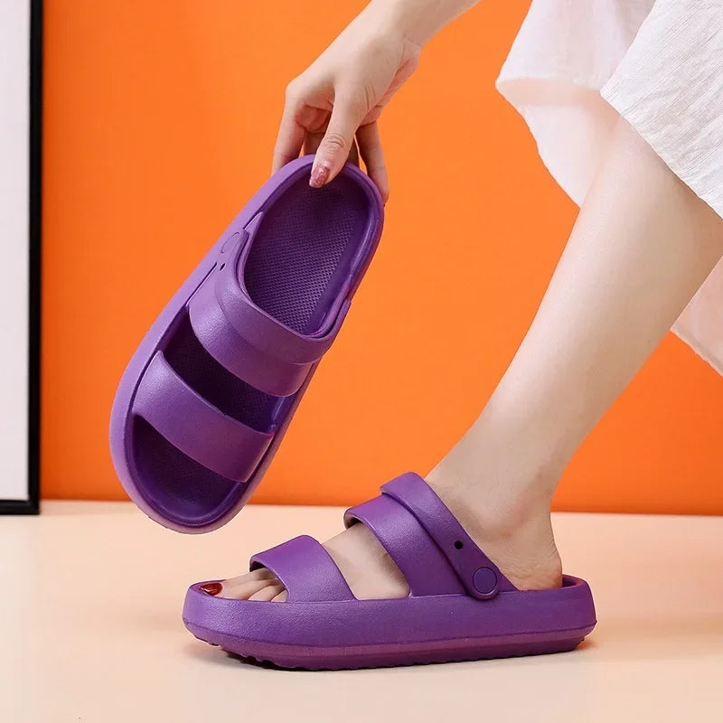 Thick Platform Couple Sandals – Flat Non-Slip Summer Slippers Platform Sandal Slippers Qme PL 36-37