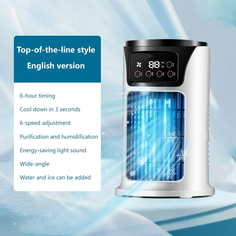 Portable 3-in-1 USB Air Cooler Fan with Humidifier – Desktop Portable Air Cooler Fan Qst black