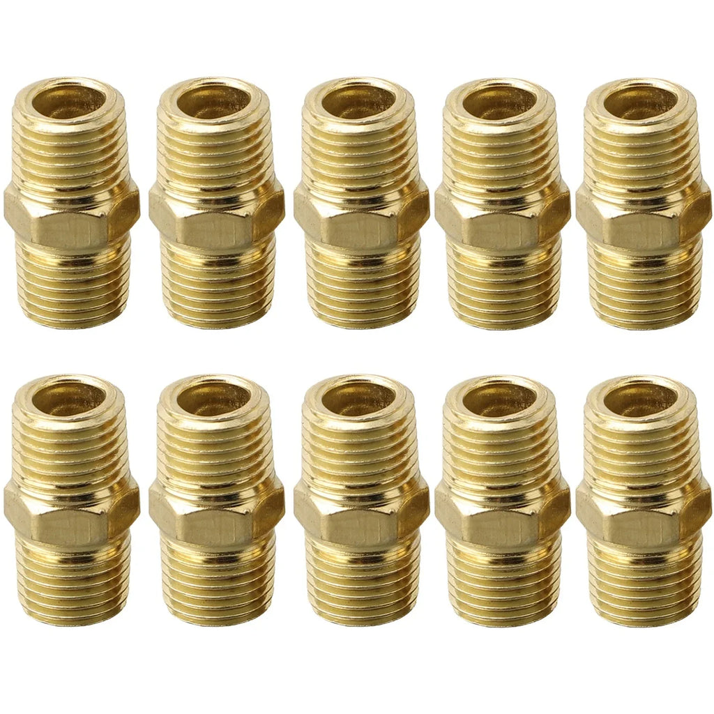 Brass Hex Nipple Pipe Fitting Adapter 1" BSP Male to Male Pipe Fitting Adapter Qme Default Title