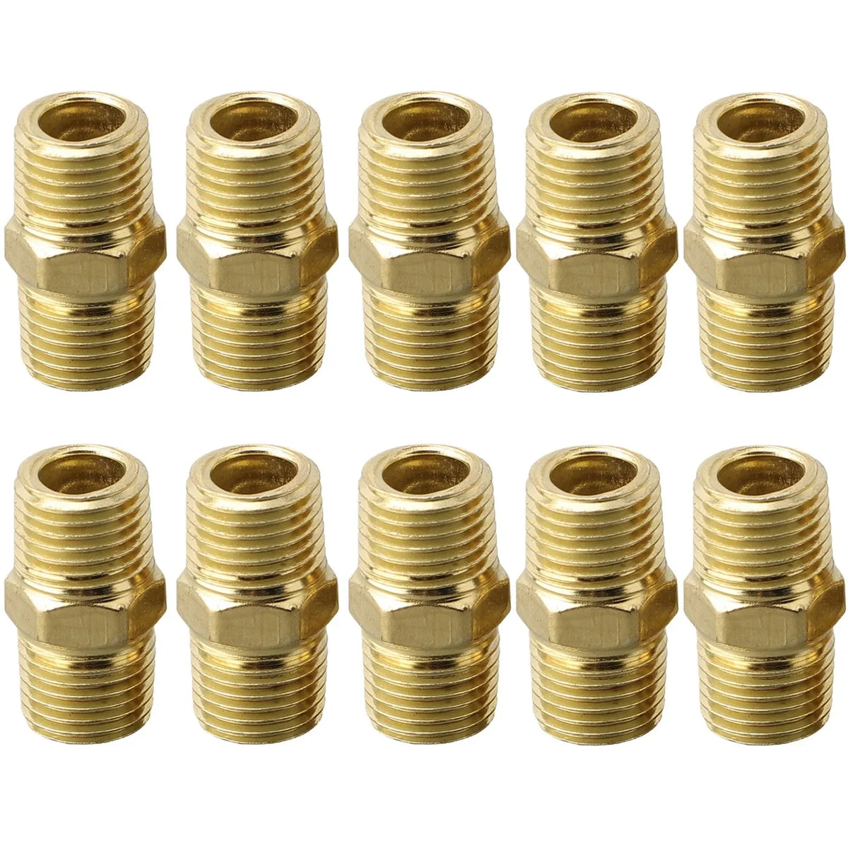 Brass Hex Nipple Pipe Fitting Adapter 1" BSP Male to Male Pipe Fitting Adapter Qme Default Title