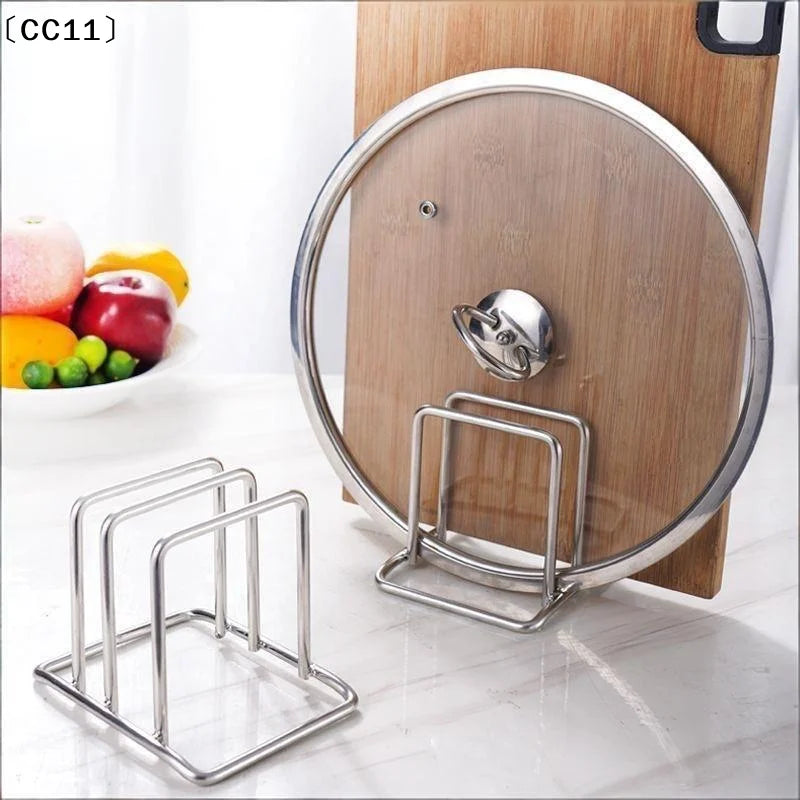 Stainless Steel Pot Lid Rack & Cutting Board Kitchen Organizer Kitchen Storage Rack Qme Default Title