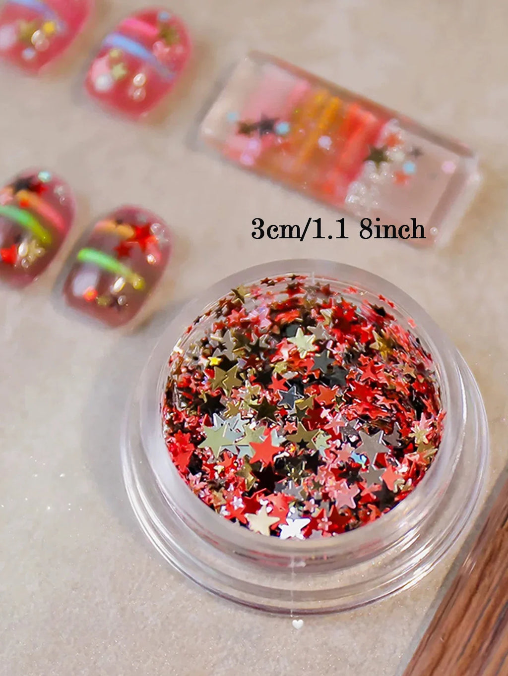 Holographic Star Glitter Nail Stickers – Mixed Size DIY Nail Art Nail Art Stickers Qme