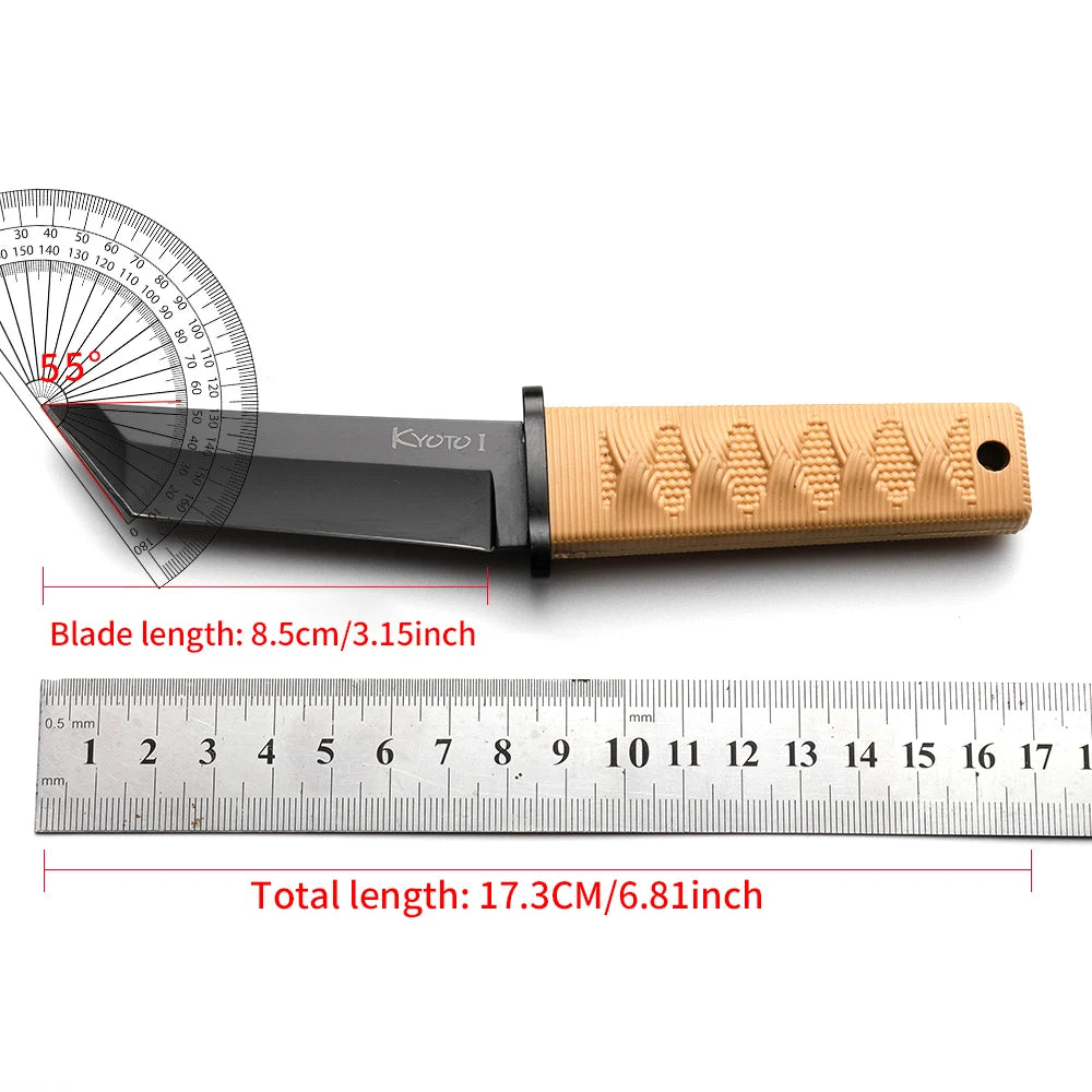 Outdoor Camping Fixed Blade Knife – Steel & Rubber Handle Fixed Blade Knife Qst