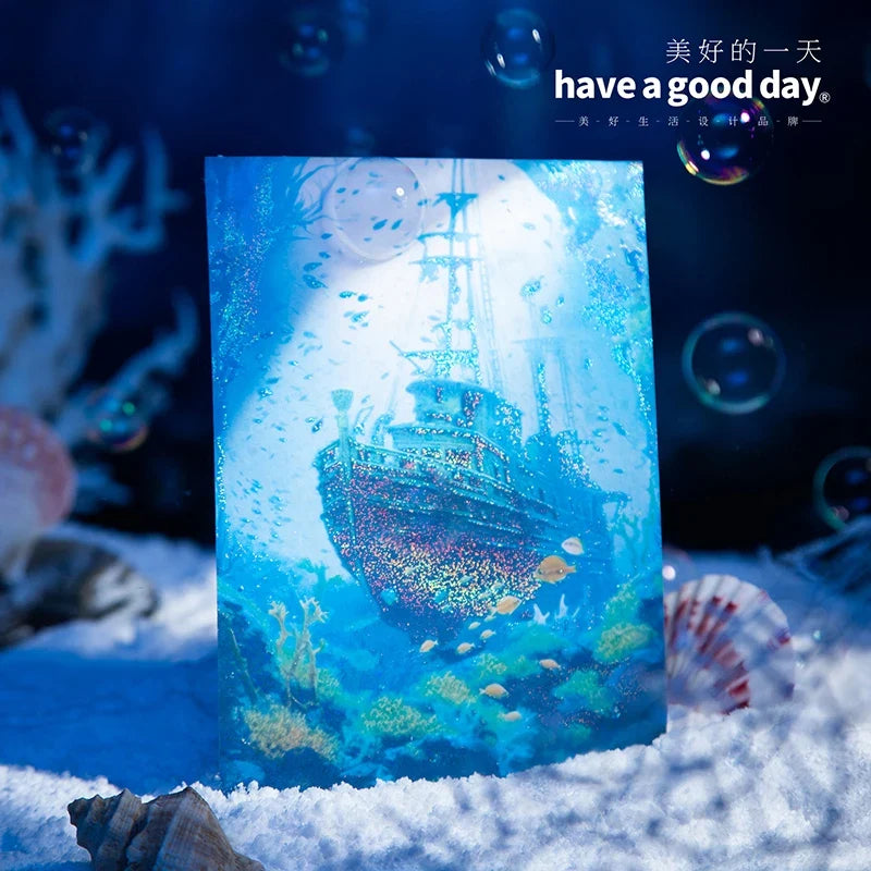 PET Blue Ocean Landscape Stickers – DIY Scrapbooking & Crafts Decorative Craft Stickers Qme