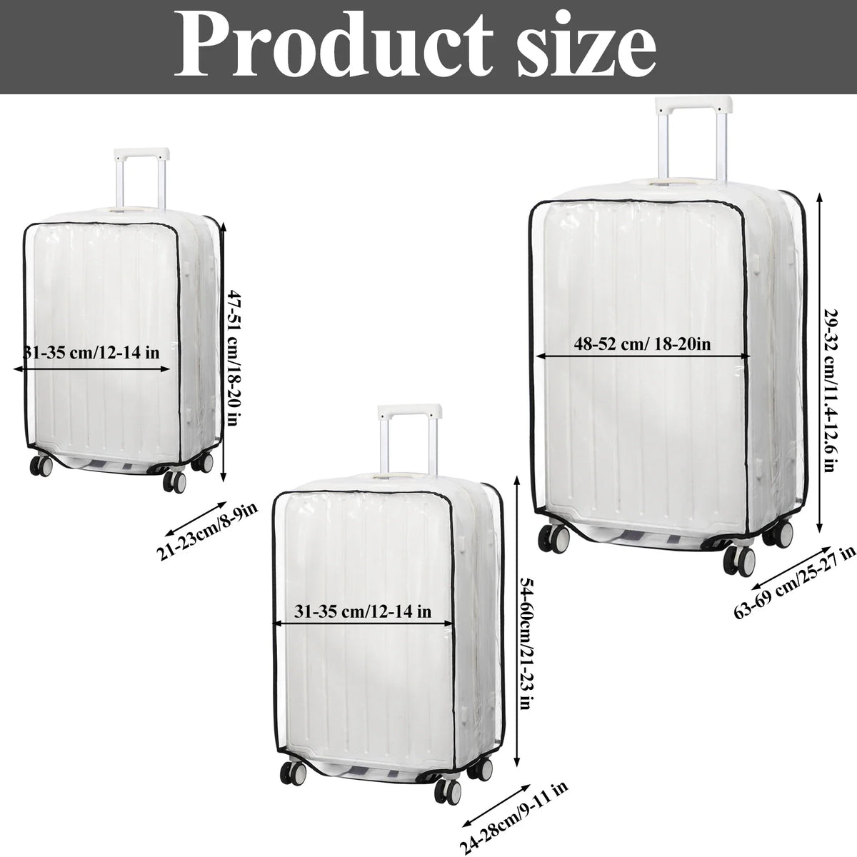 Clear PVC Suitcase Cover Protector – 20 & 24 Inch Luggage Luggage Cover Protector Qme