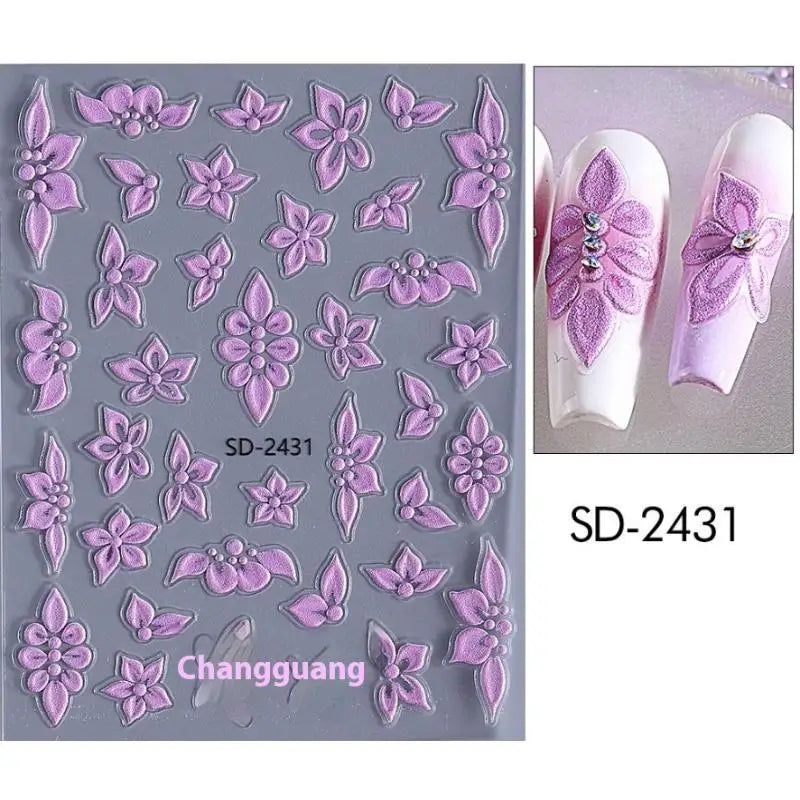 5D Embossed Flower Nail Stickers – Floral Petal Designs Nail Art Stickers Qst N5