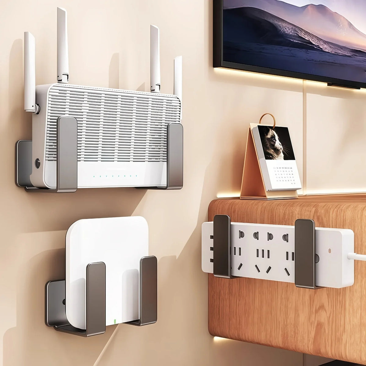 No-Drill Wall Mount Router Rack & Socket Bracket | Qme Wall Mount Bracket Qme