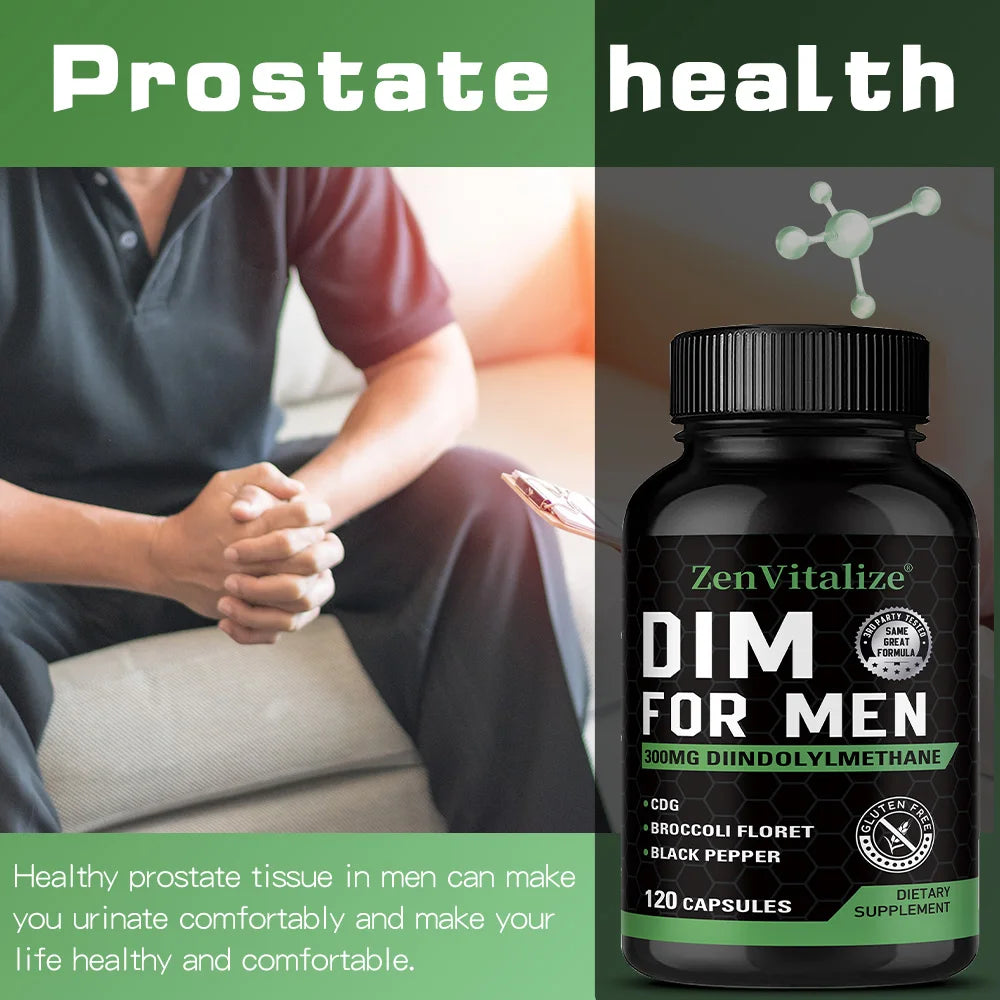 ZENVITALIZE DIM 300mg Men's Supplement – Broccoli & Black Pepper Men's Health Supplement Qst