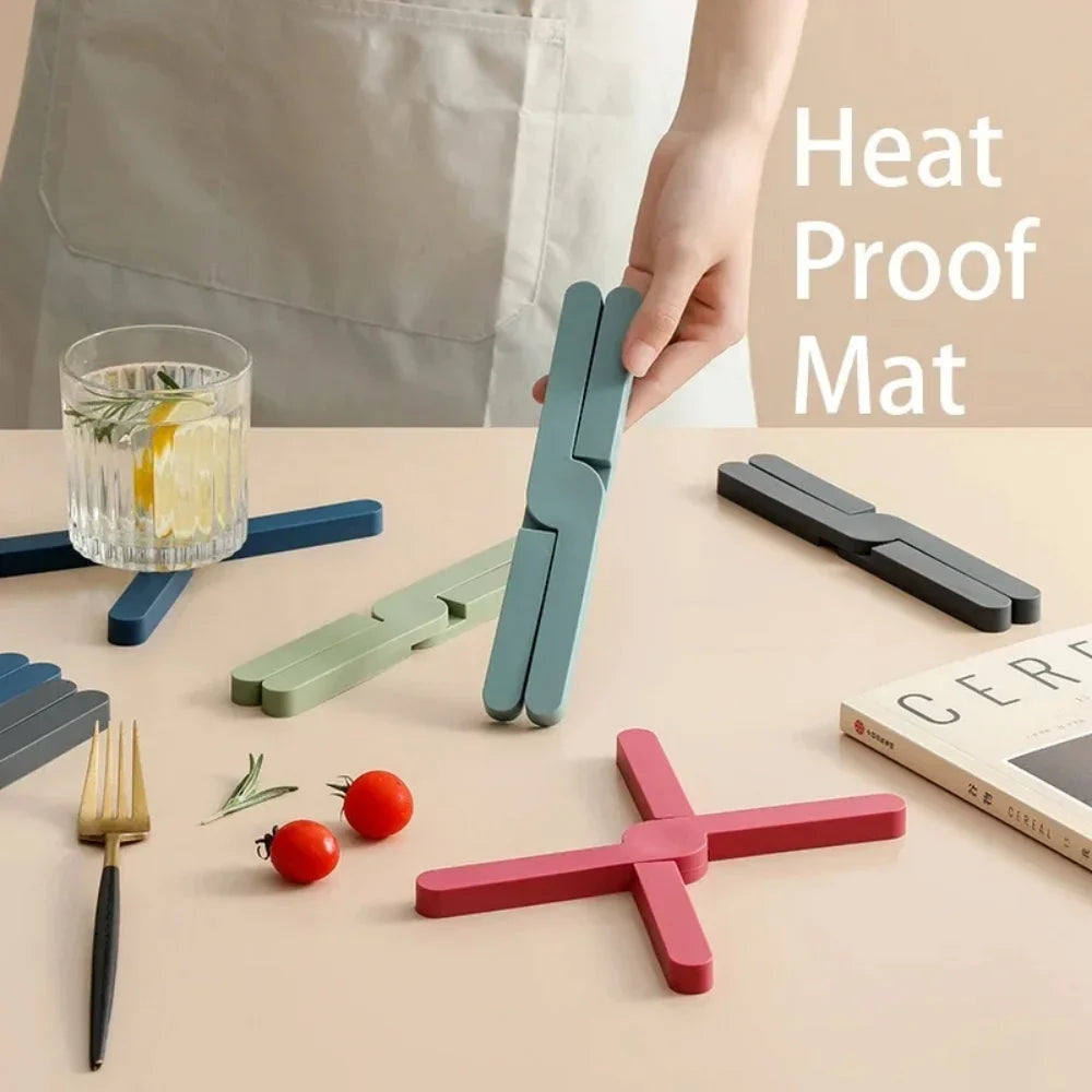 X-Shaped Foldable Silicone Trivet – Heat-Resistant Non-Slip Silicone Trivet Qme