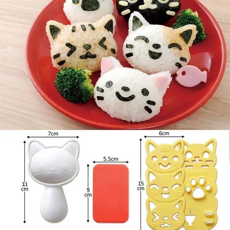 Silicone Rice Ball Mold – Cat & Bunny Bento Sushi Maker Set Rice Ball Mold Qme