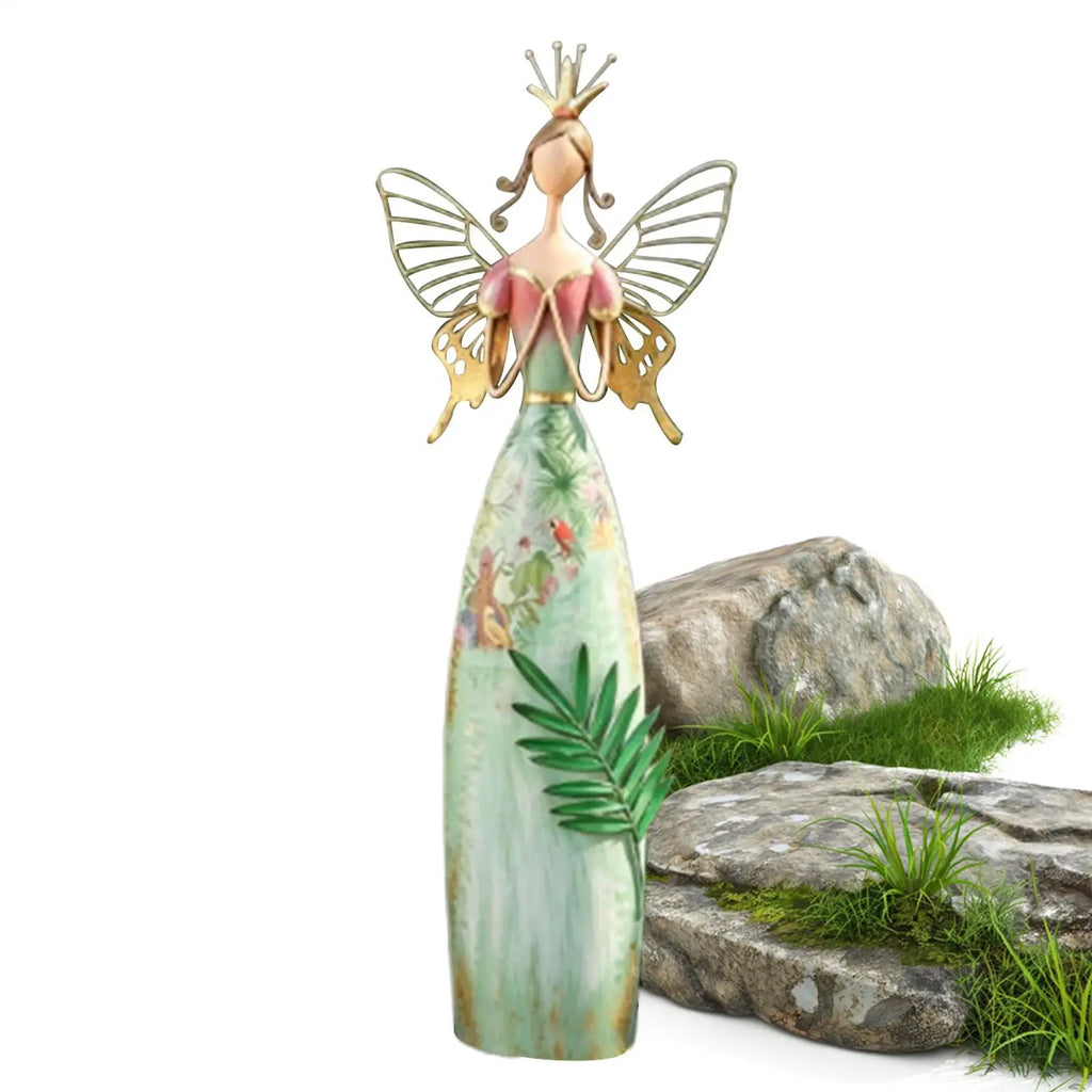 Weatherproof Metal Fairy Garden Angel Sculpture Ornament Garden Angel Sculpture Qme
