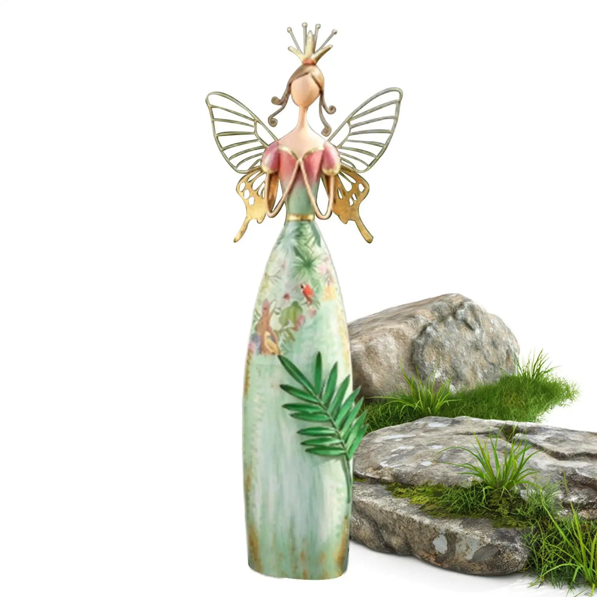 Weatherproof Metal Fairy Garden Angel Sculpture Ornament Garden Angel Sculpture Qme
