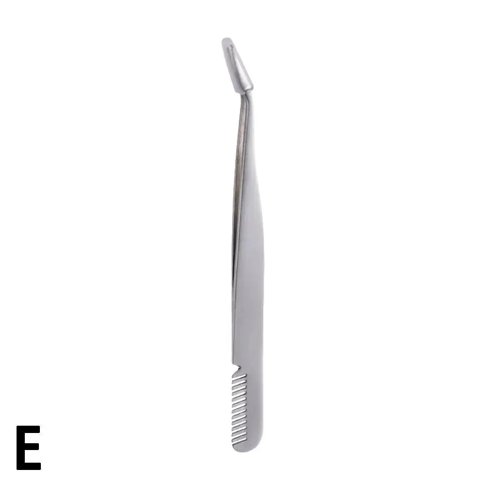 Stainless Steel Eyelash Tweezers & Comb | False Lash Applicator Eyelash Applicator Tool Qme silver China