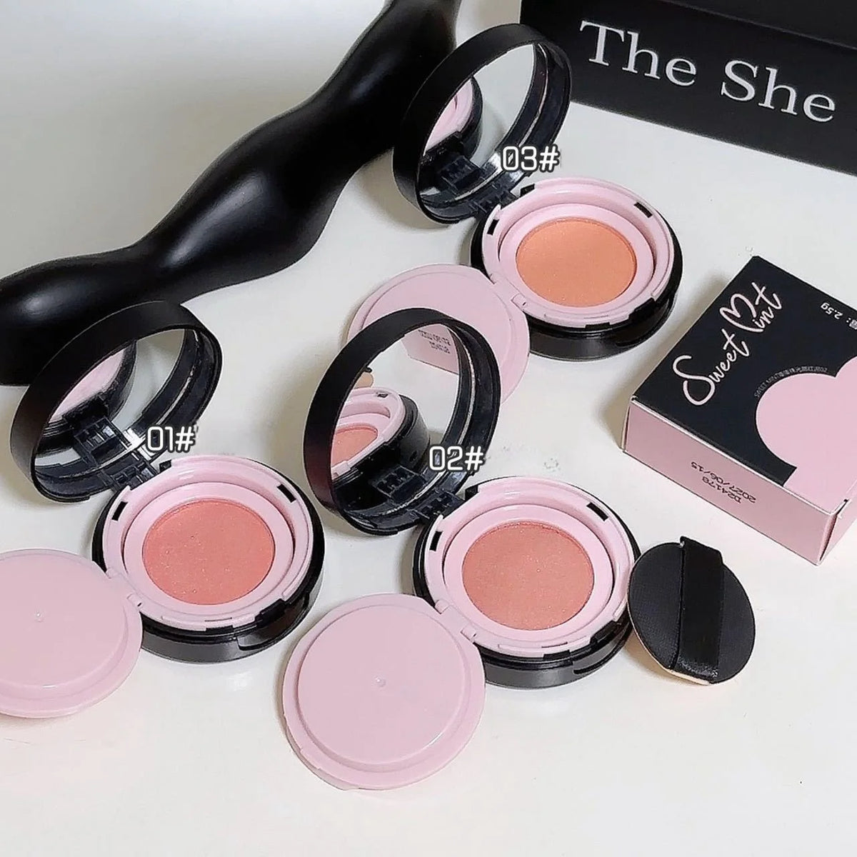 3-Piece Pearl Powder Blush & Eyeshadow Set – All Skin Tones Multi-Purpose Blush Set Qst 3PCS powder blusher0