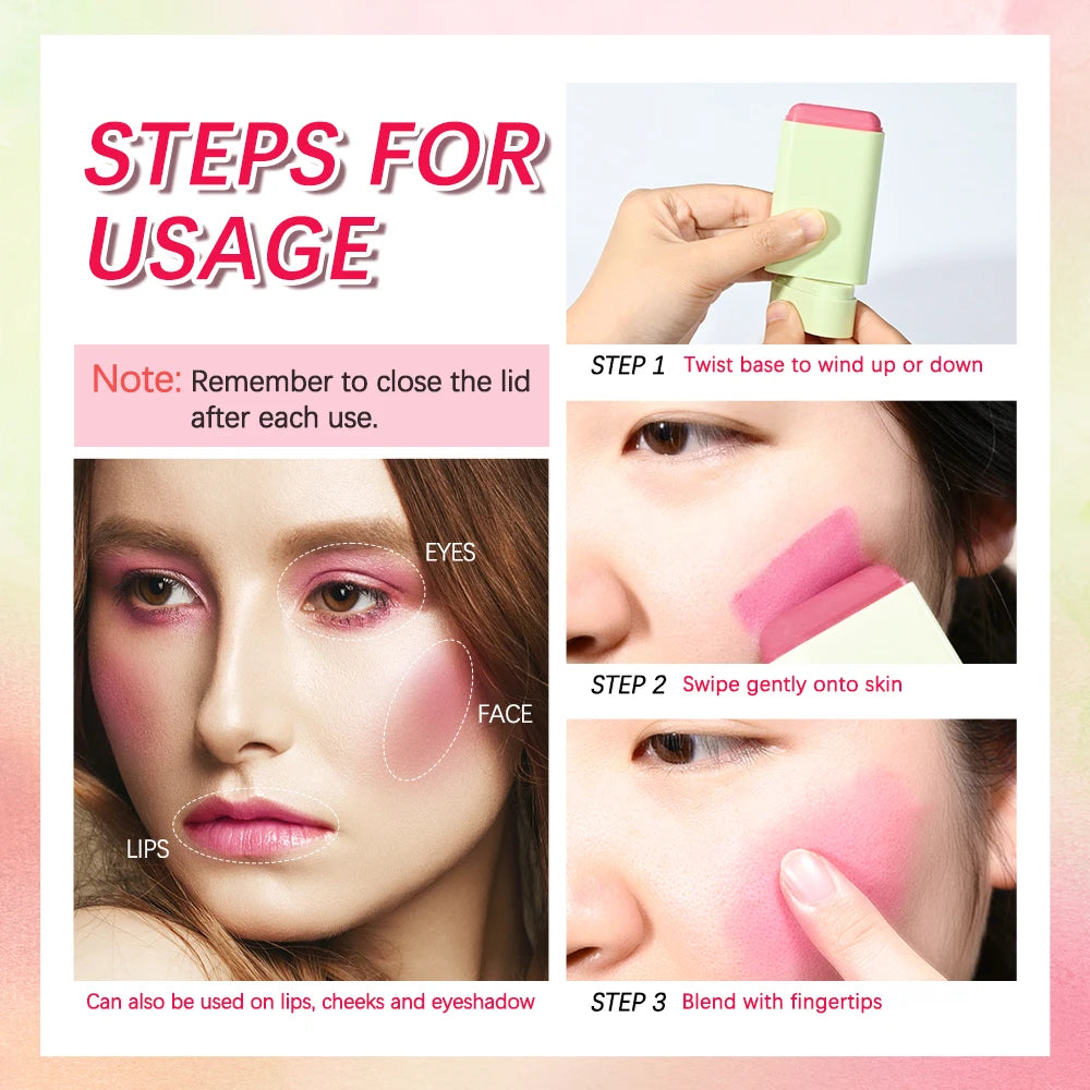 ibcccndc Cream Blush Stick – Multi-Use Lips & Cheeks, 3 Shades Cream Blush Stick Qst