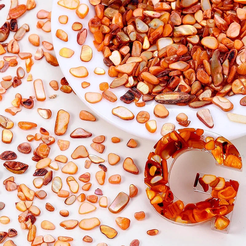 Natural Pearl Crushed Seashell Slices – Nail Art & DIY Crafts Nail Art Shell Particles Qme Orange