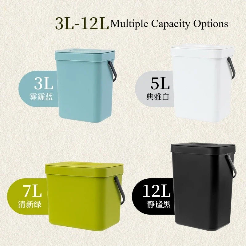 Under Cabinet Hanging Trash Can with Lid – Large Capacity Hanging Trash Can Qme