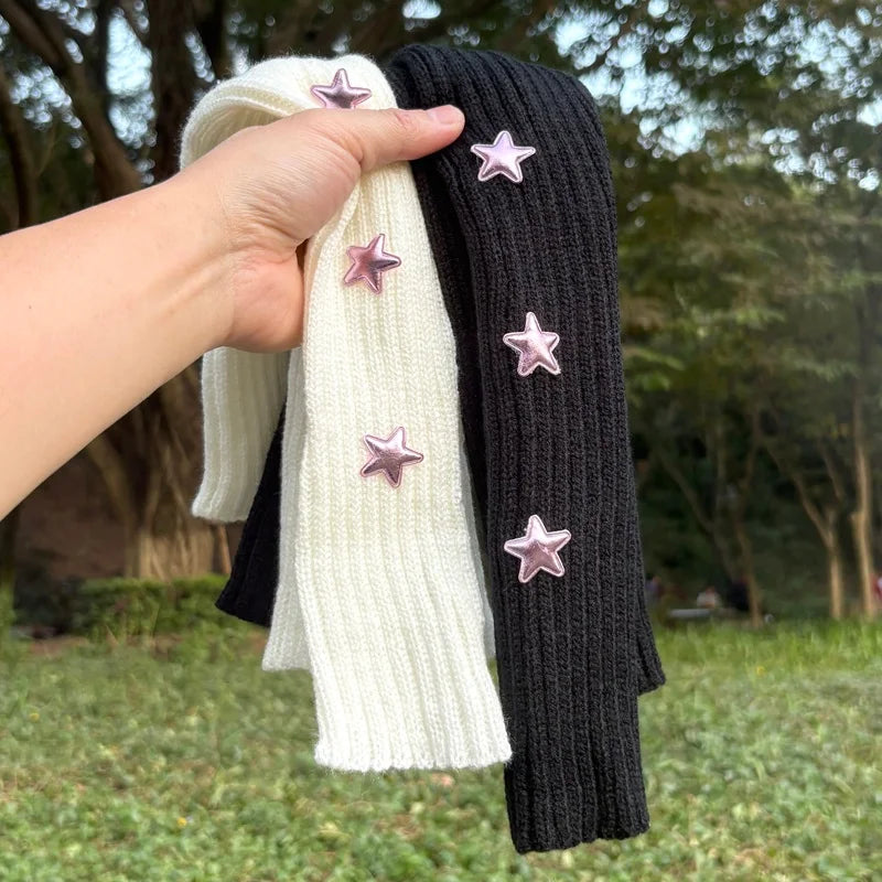 Y2K Fingerless Gloves Women Knitted Star Arm Warmers Fingerless Arm Warmers Qme
