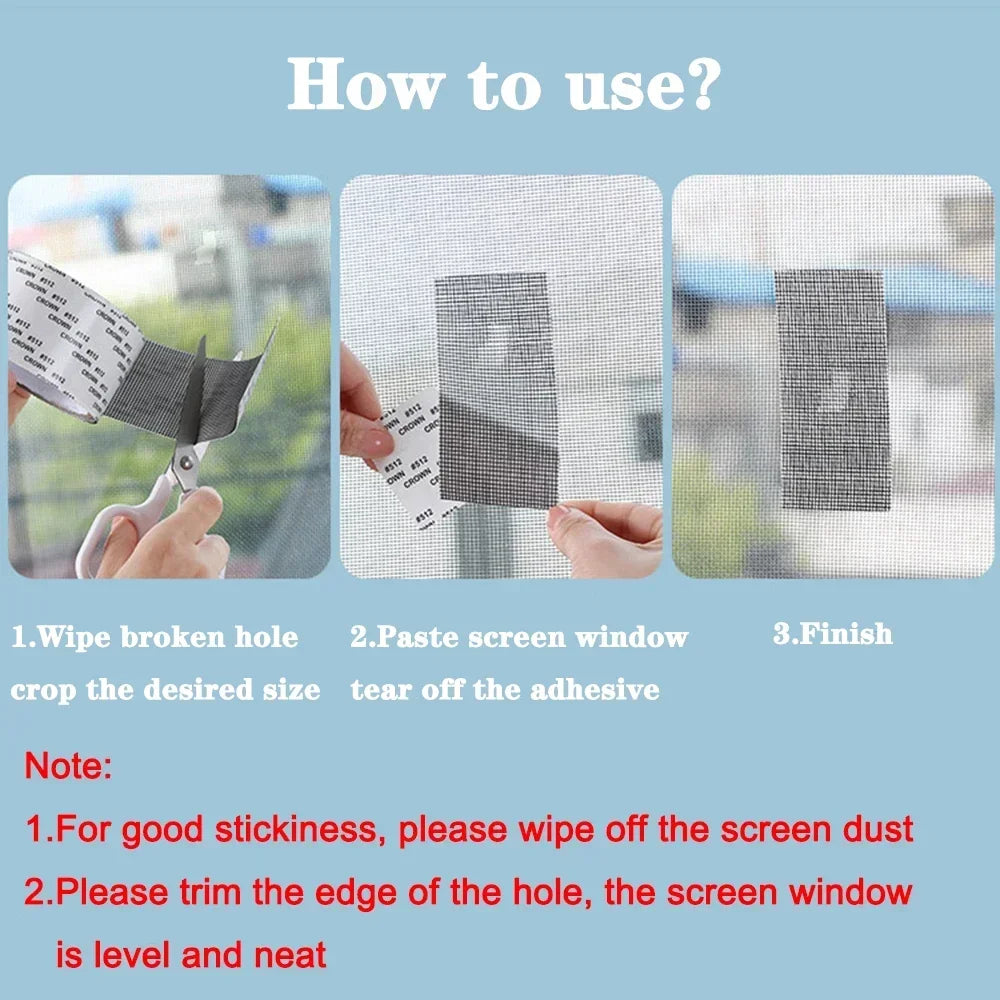 Waterproof Window Screen Repair Tape – Self-Adhesive Mesh Patch Screen Repair Tape Qme