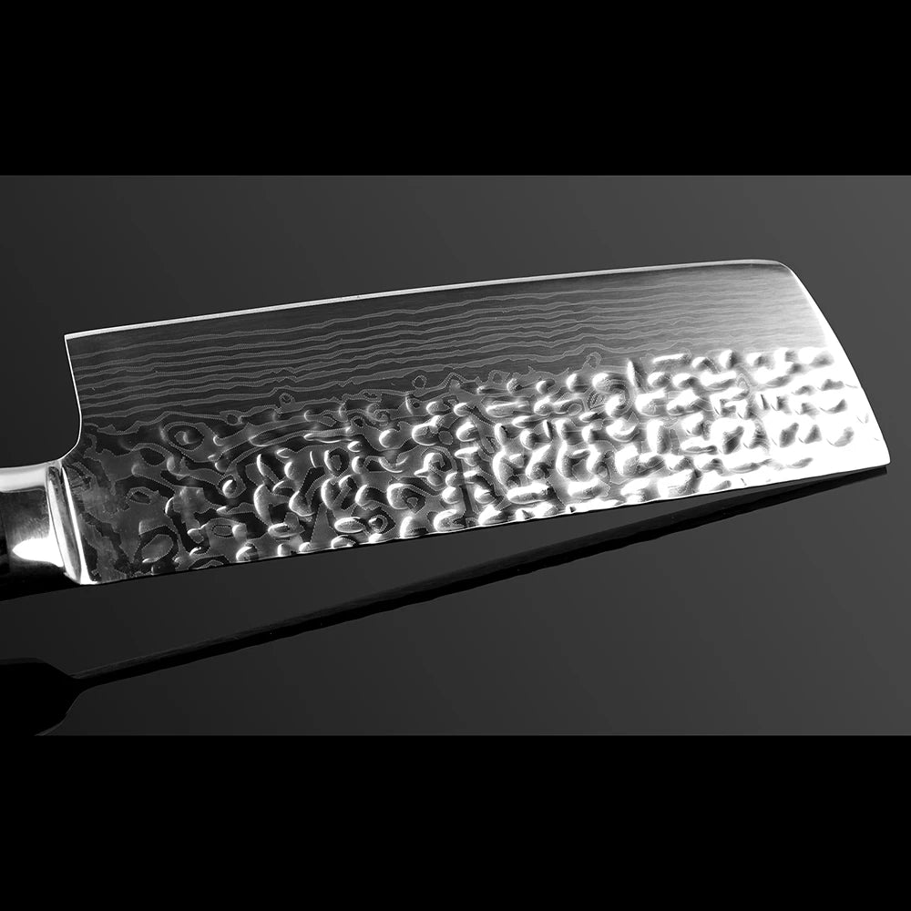 XITUO Nakiri Cleaver 440C Steel Patterned Blade | Wood Handle Kitchen Cleaver Knife Qst