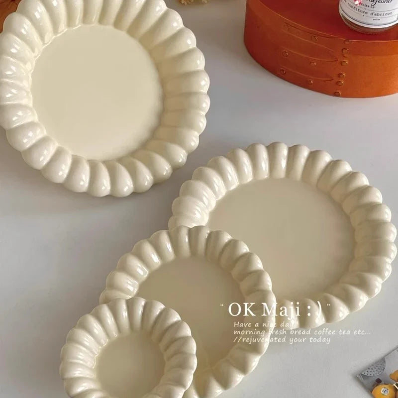 Elegant Porcelain Dinner Plate | Round Flat Ceramic | 4 Colors Ceramic Dinner Plate Qme