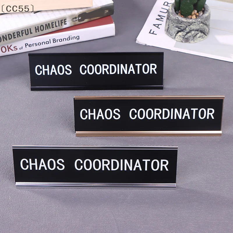 Chaos Coordinator Funny Desk Sign – Metal Office Name Plate Office Desk Sign Qst