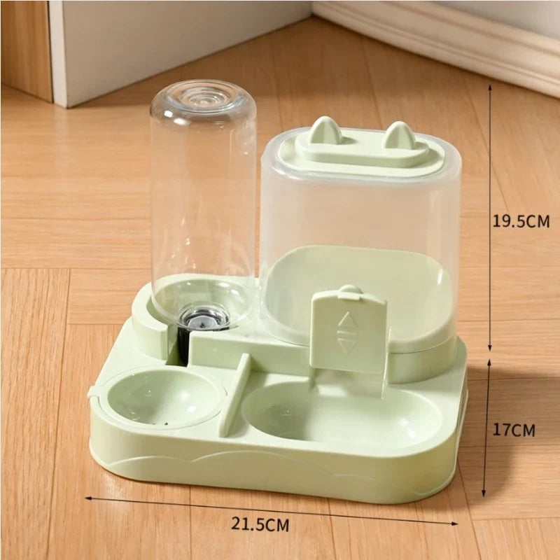 2-in-1 Large Pet Feeder & Water Dispenser – Dry/Wet Separation Pet Feeder Dispenser Qme green