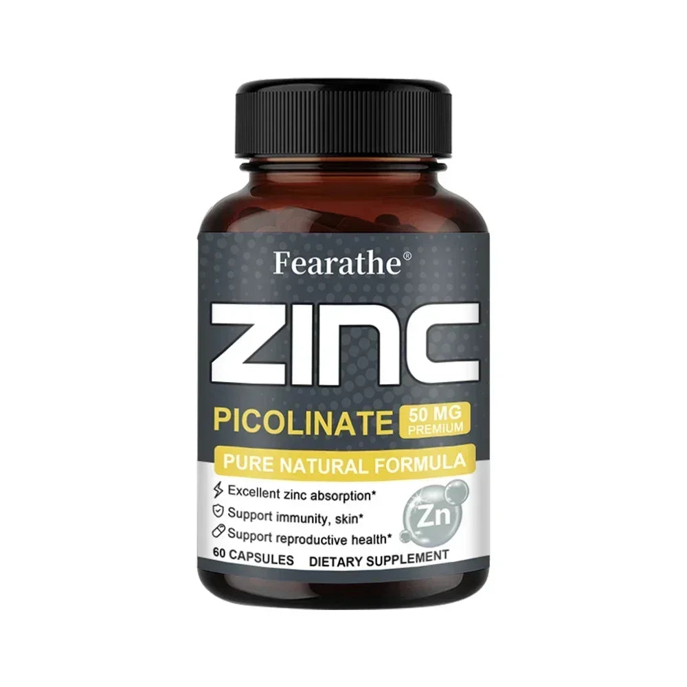Zinc Picolinate 50mg Capsules – Immune, Skin, Hair & Nail Support Zinc Supplement Qst 60 count-1 bottle