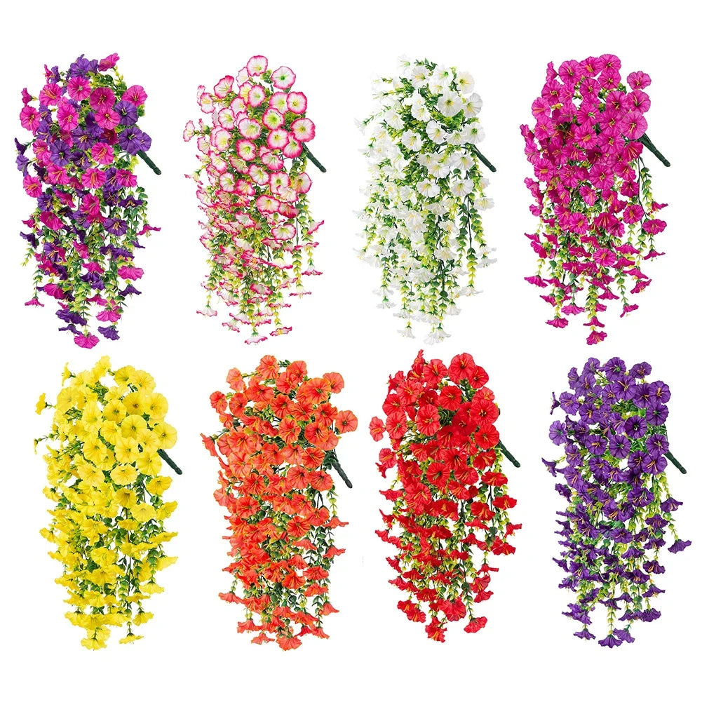 Artificial Morning Glory Hanging Flowers UV Resistant 75cm Artificial Hanging Flowers Qme