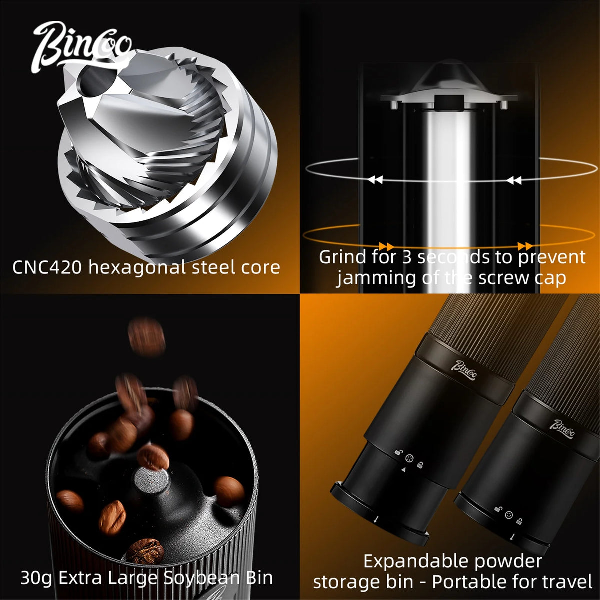 Bincoo BC-DM06 Portable Rechargeable Electric Coffee Grinder Electric Coffee Grinder Qst