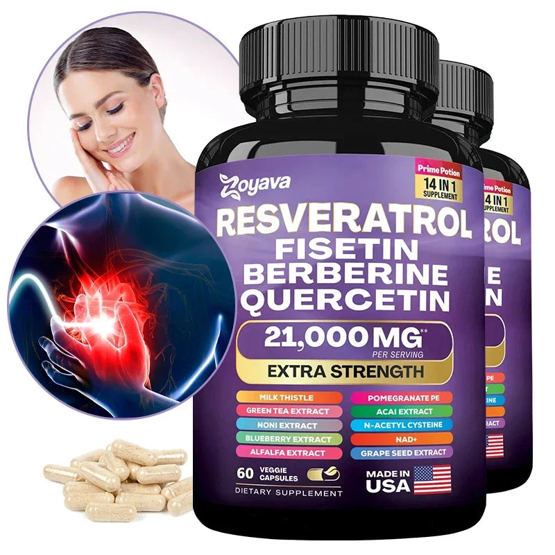 Resveratrol 14-in-1 Capsules – Antioxidant & Immune Support Antioxidant Supplement Qst