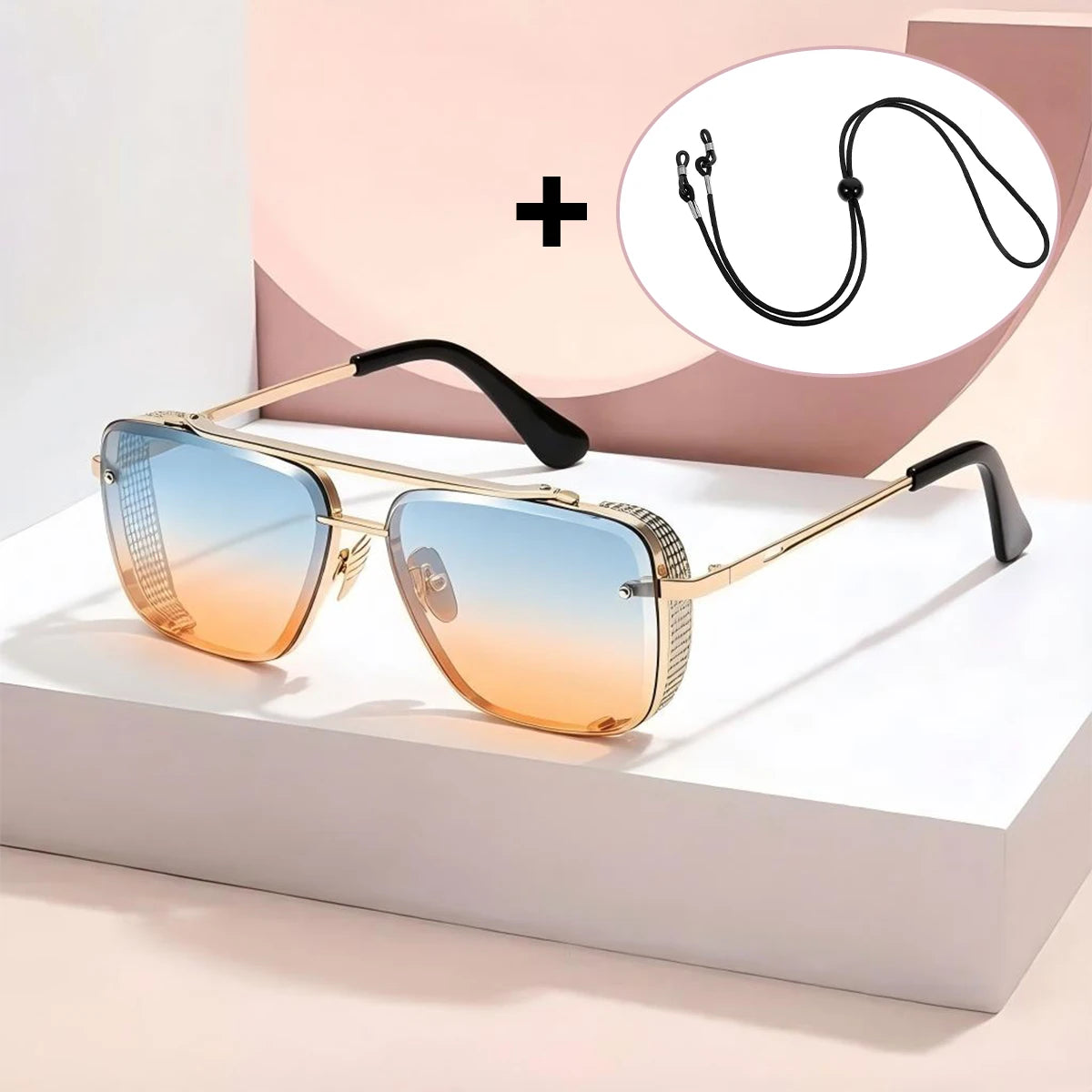 VOPHA Steampunk Oversized Square Sunglasses UV400 Unisex Fashion Sunglasses Qst C2