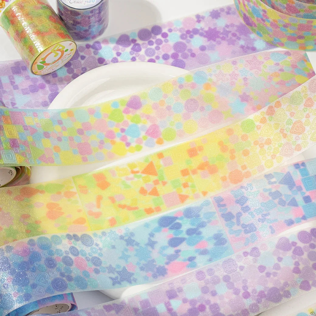 Y2K Glitter Decorative PET Tape for Planners & Scrapbooks Decorative Craft Tape Qme
