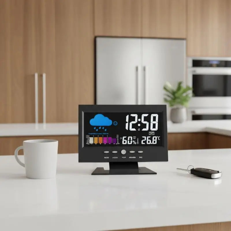 Digital Weather Station Clock Thermometer & Humidity Meter Weather Station Clock Qme