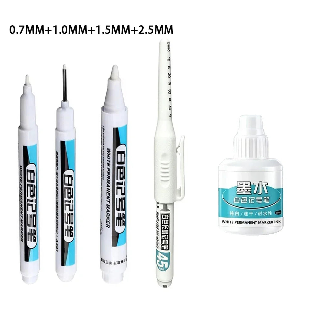White Waterproof Marker Pens | Oily Ink DIY Graffiti Art Waterproof Marker Pens Qme 4 Pens - 1 ink