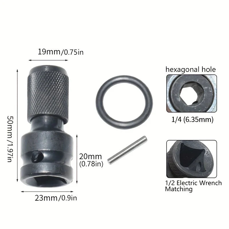 1/2" Square Drive to 1/4" Hex Socket Adapter – Quick Release Socket Drive Adapter Qme